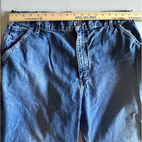 Carhartt Mens Blue Denim Work Jeans Size 38x30 Slight (paint) Stains Distress - Picture 9 of 12